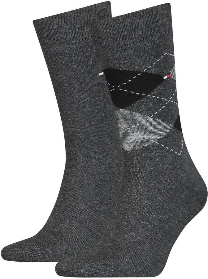 Tommy Hilfiger geruite sokken grijs (set van 2)