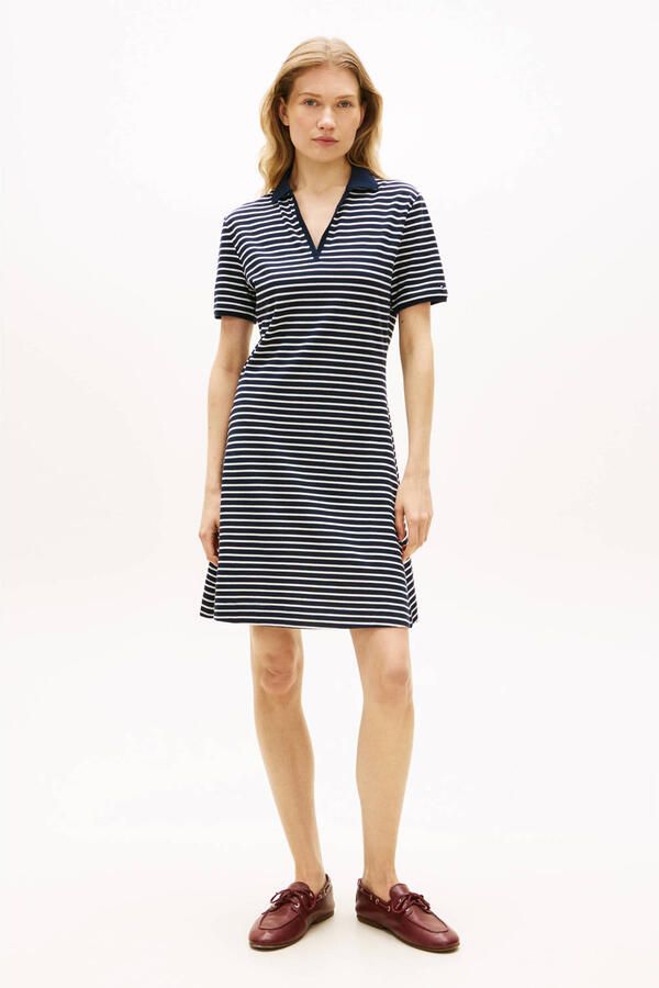 Tommy Hilfiger gestreepte A-lijn jurk donkerblauw - Foto 2