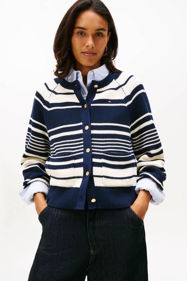 TOMMY HILFIGER Dames Truien & Vesten Co Cardi Stitch C-nk Ls Cardi Creme - Foto 7