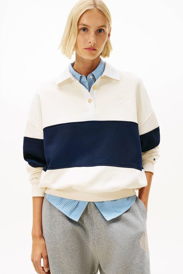 TOMMY HILFIGER Dames Truien & Vesten Gold Btn Rugby Fleece Swtsrt Multi - Foto 6