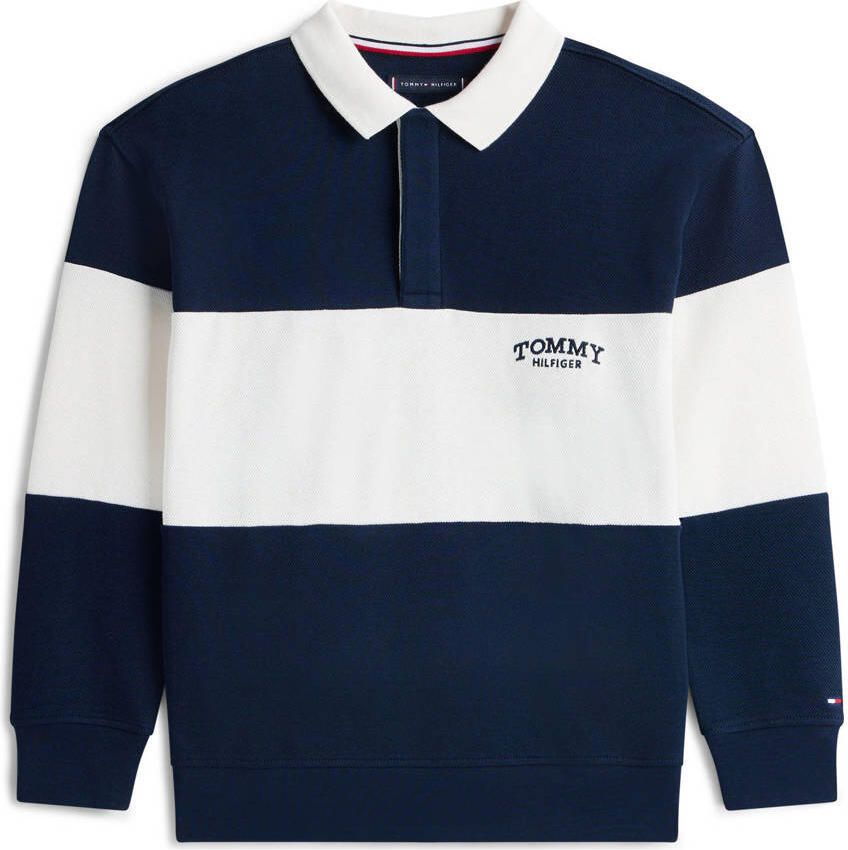Tommy Hilfiger gestreepte polo donkerblauw