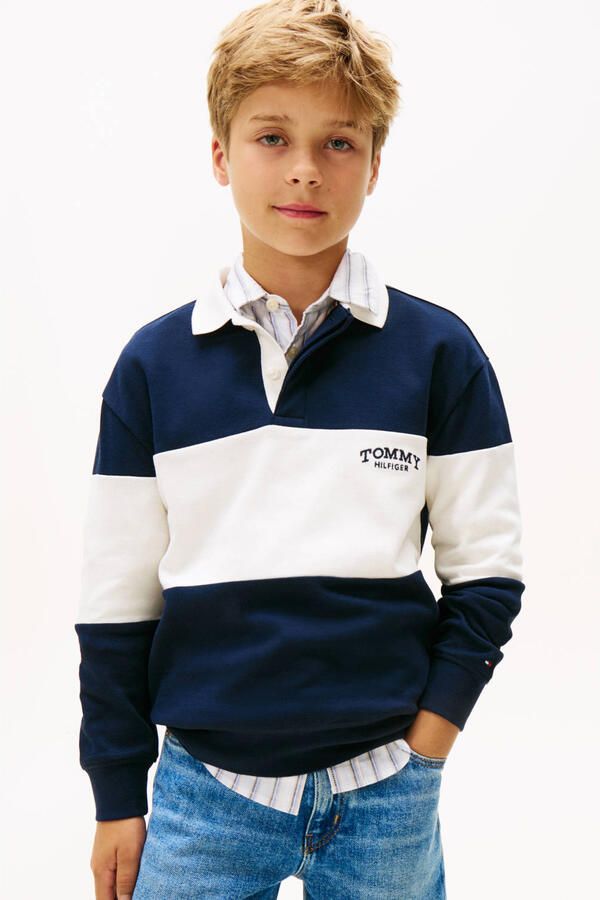 Tommy Hilfiger gestreepte polo donkerblauw - Foto 3