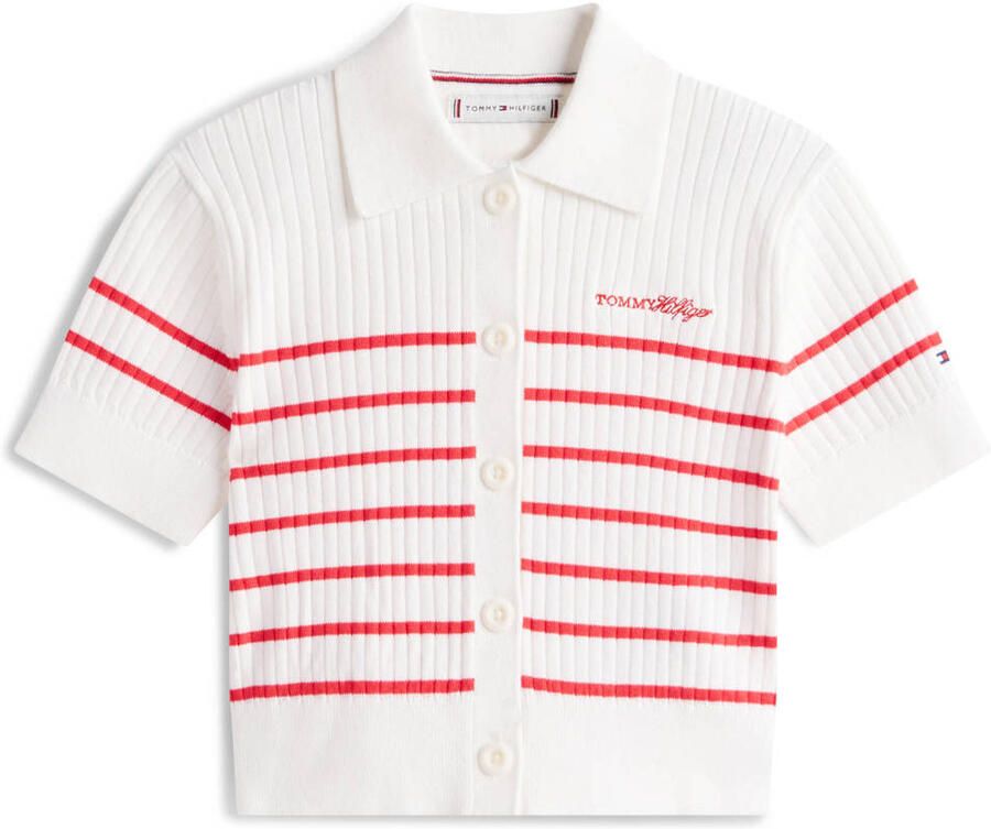 Tommy Hilfiger gestreepte polo gebreid rood