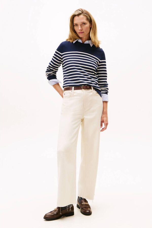 Tommy Hilfiger Gebreide trui CO JERSEY MID GG LS GOLD BTN SWT