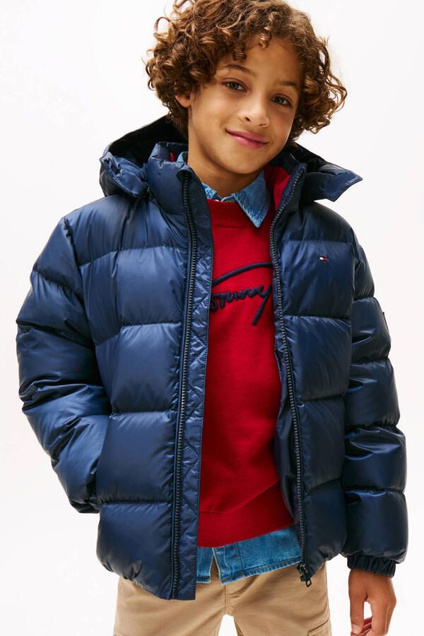 Tommy Hilfiger Teens Regular fit donsjack met doorgestikte naden