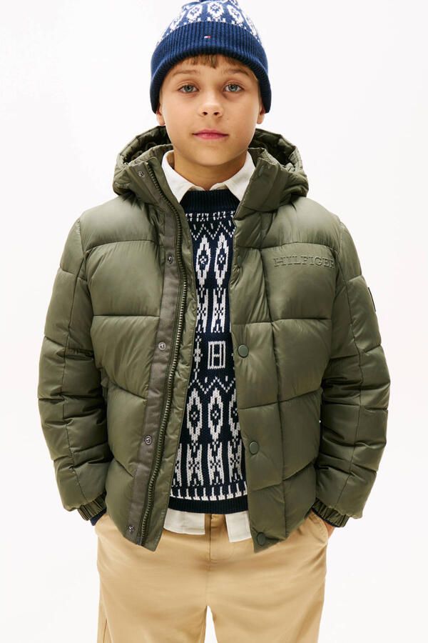 TOMMY HILFIGER Jongens Jassen Matt And Shine Embossed Jacket Donkergroen - Foto 5