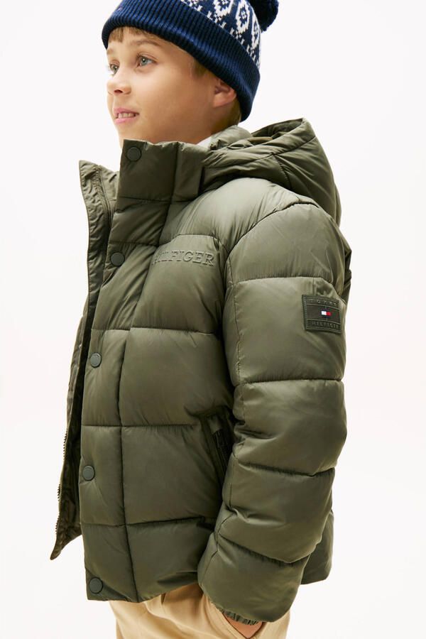 TOMMY HILFIGER Jongens Jassen Matt And Shine Embossed Jacket Donkergroen - Foto 4
