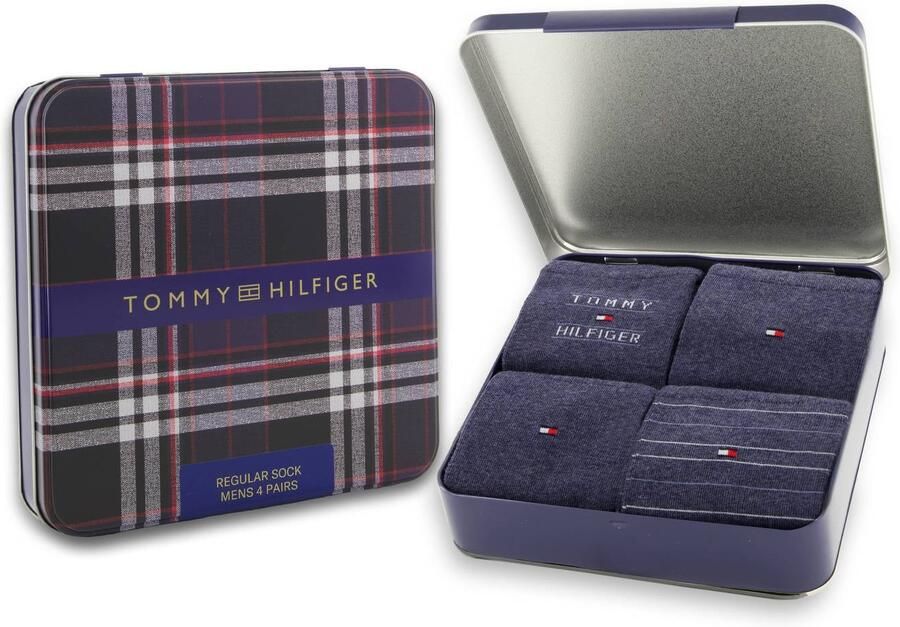 Tommy Hilfiger giftbox sokken set van 4 donkerblauw