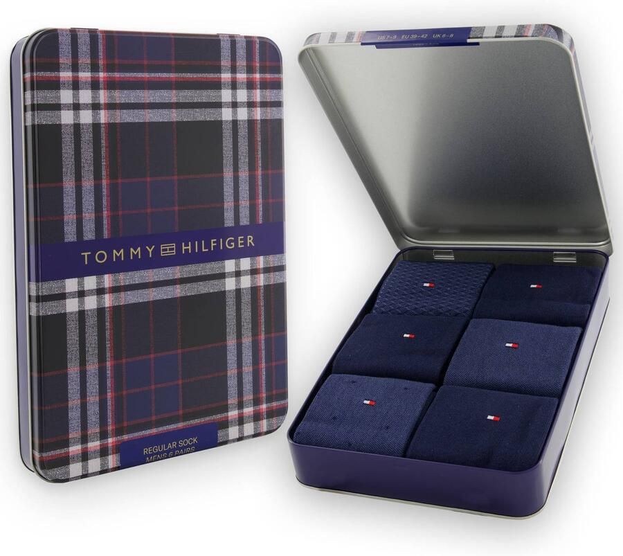 Tommy Hilfiger giftbox sokken set van 6 donkerblauw
