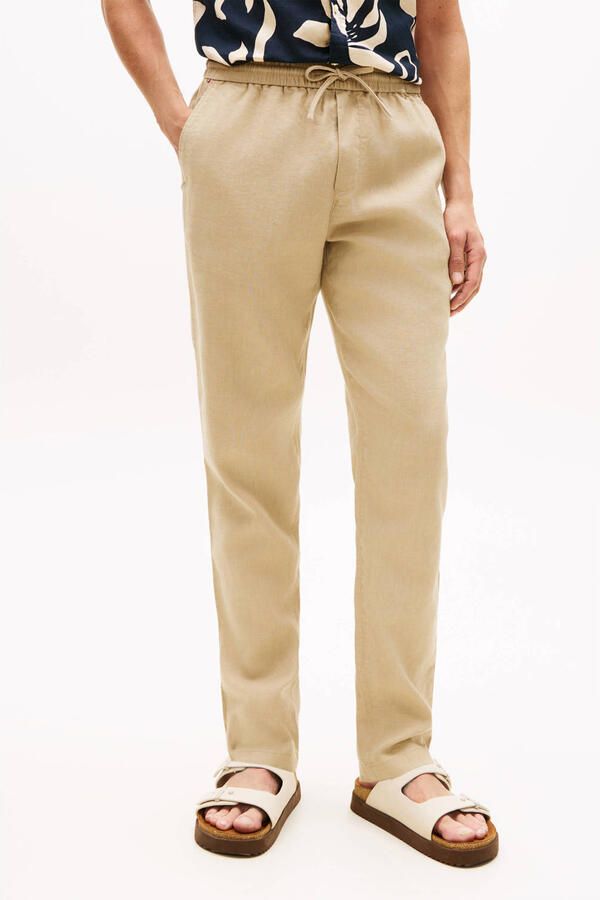 Tommy Hilfiger Tapered chino van linnenmix met trekkoord model 'HARLEM' - Foto 7