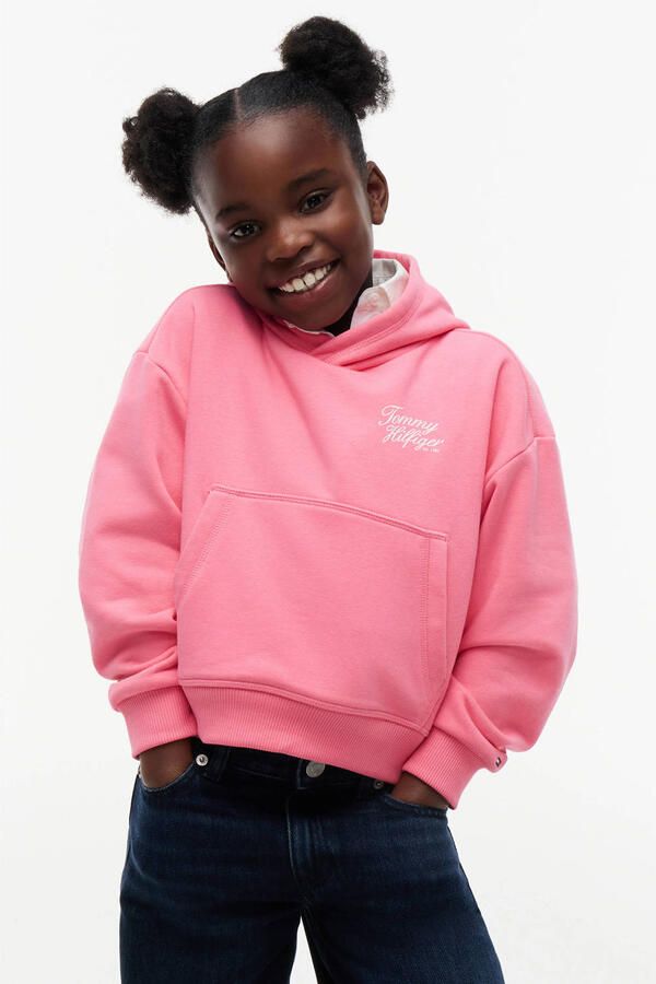 Tommy Hilfiger hoodie met tekst roze - Foto 3