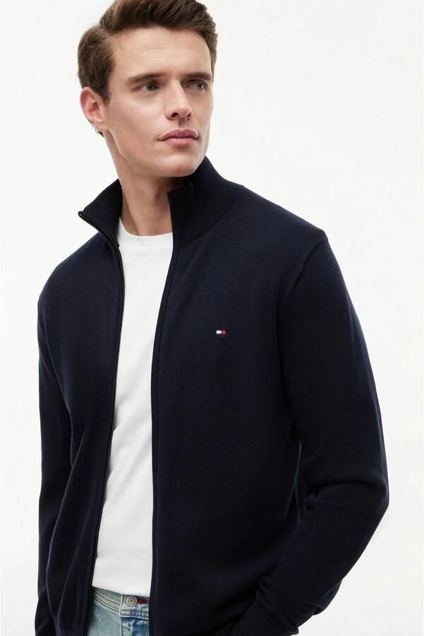 Tommy Hilfiger Gebreid jack met logostitching model 'ESSENTIAL'