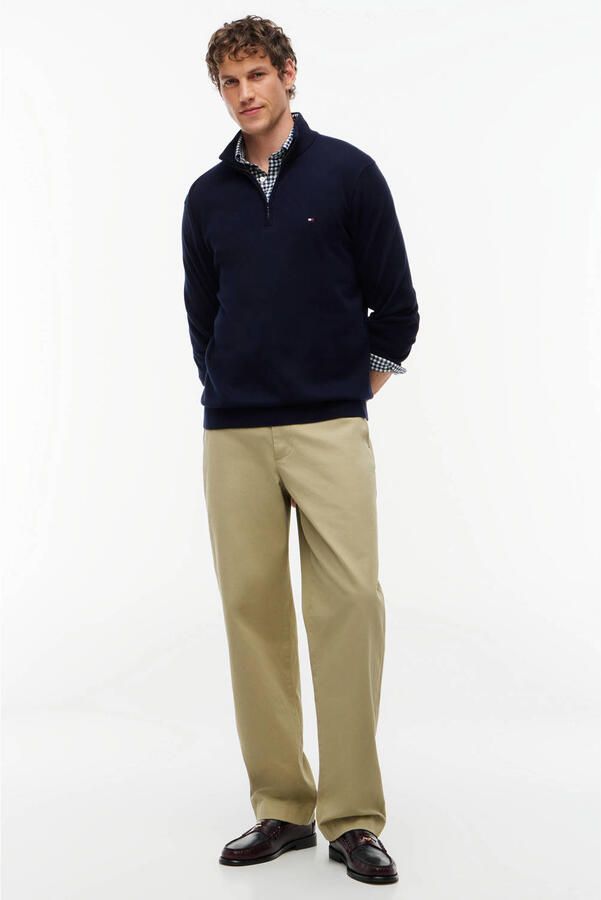 TOMMY HILFIGER Heren Truien & Vesten Essential Cotton Zip Mock Donkerblauw