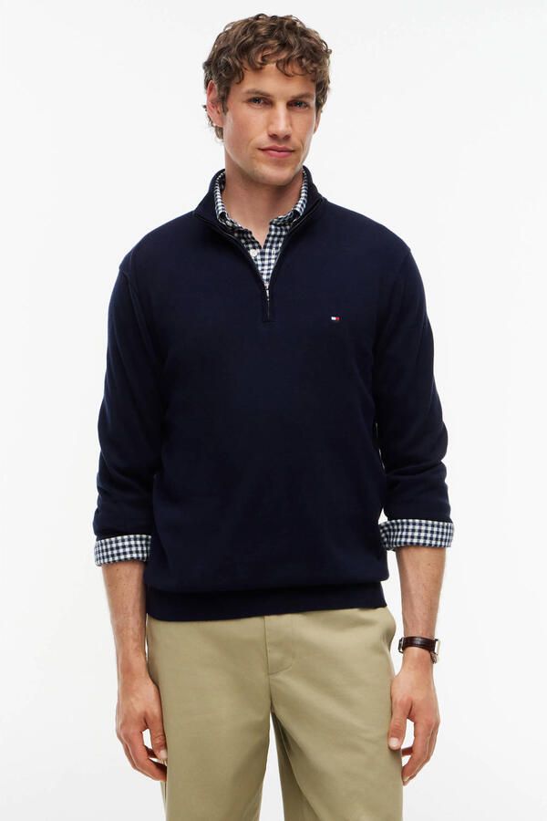 TOMMY HILFIGER Heren Truien & Vesten Essential Cotton Zip Mock Donkerblauw - Foto 2