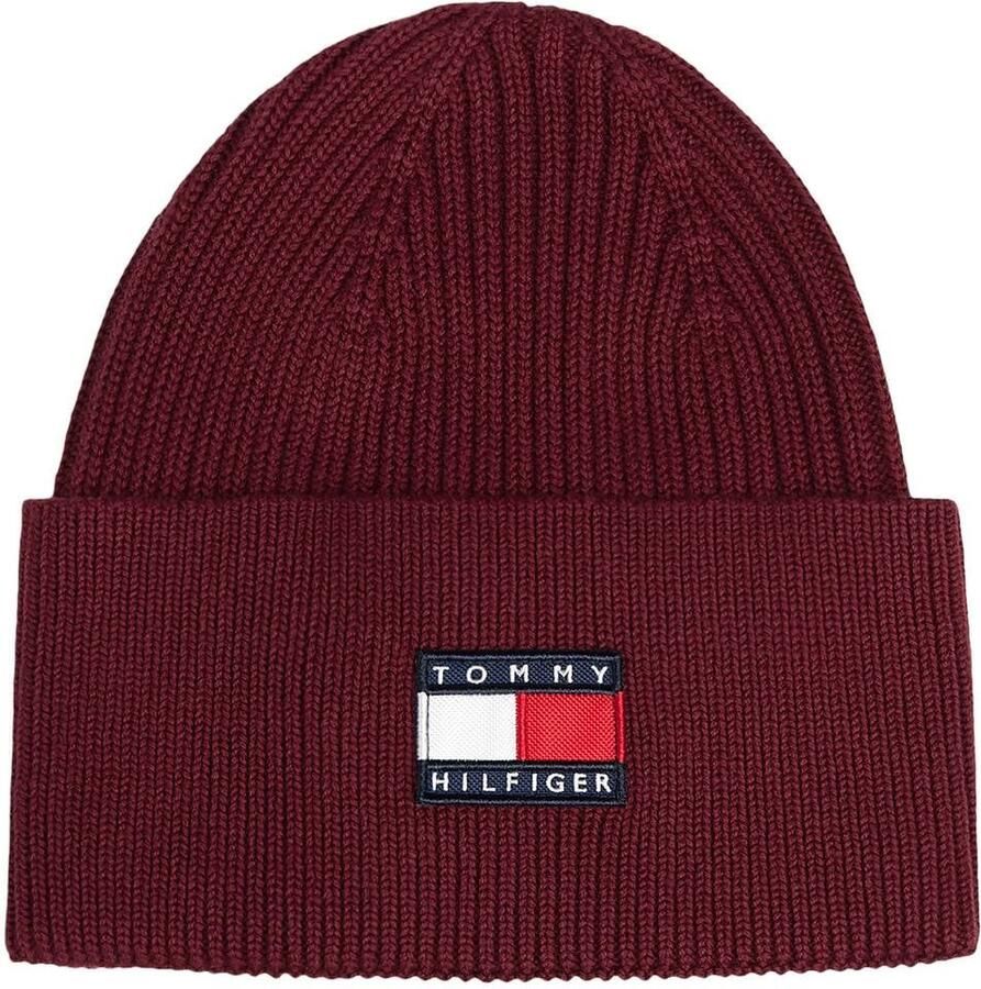 Tommy Hilfiger katoenen muts met logo donkerrood