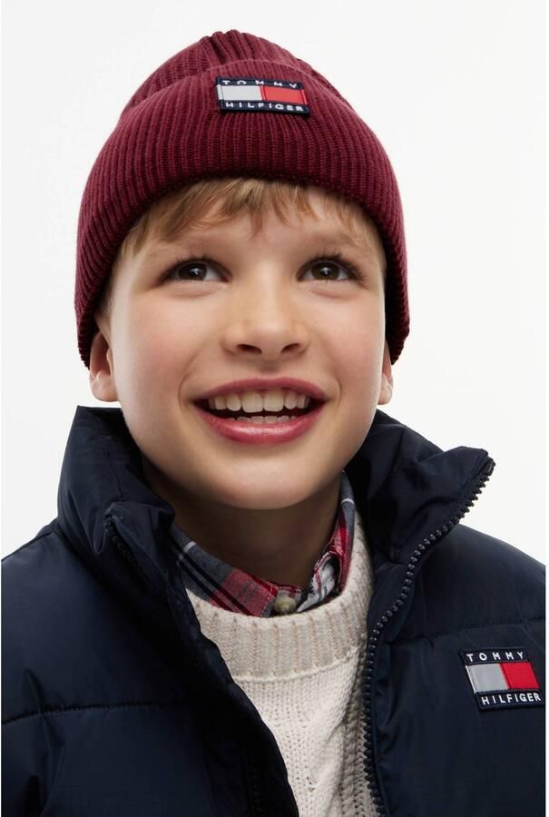Tommy Hilfiger katoenen muts met logo donkerrood - Foto 2