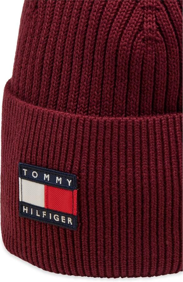 Tommy Hilfiger katoenen muts met logo donkerrood - Foto 3