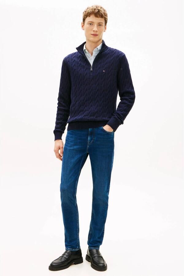 TOMMY HILFIGER Heren Truien & Vesten Classic Cotton Cable Zip Mock Donkerblauw - Foto 6