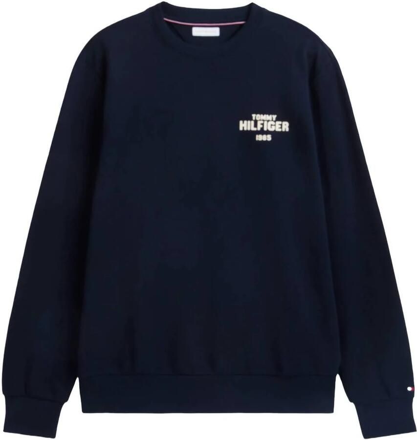 Tommy Hilfiger katoenen regular fit sweater met print donkerblauw
