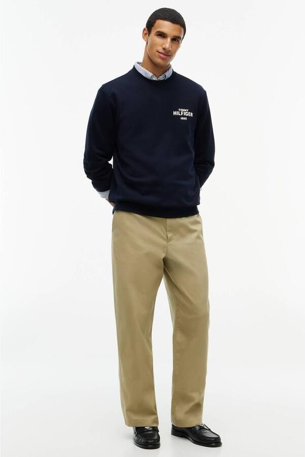 Tommy Hilfiger katoenen regular fit sweater met print donkerblauw - Foto 3