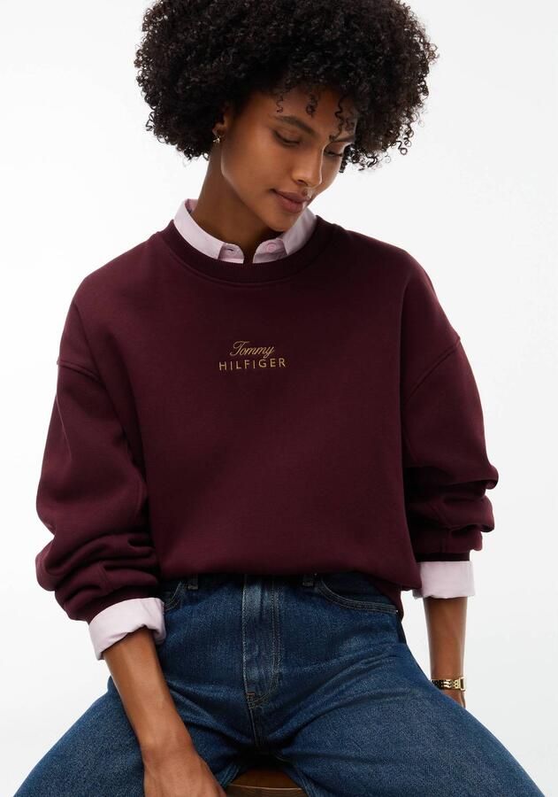 Tommy Hilfiger katoenen sweater met print donkerrood - Foto 2