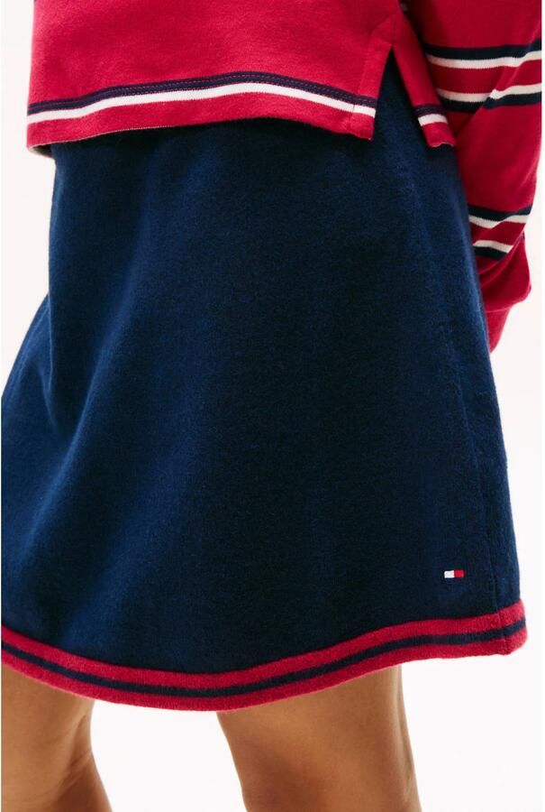 Tommy Hilfiger korte rok fijn gebreid donkerblauw - Foto 2