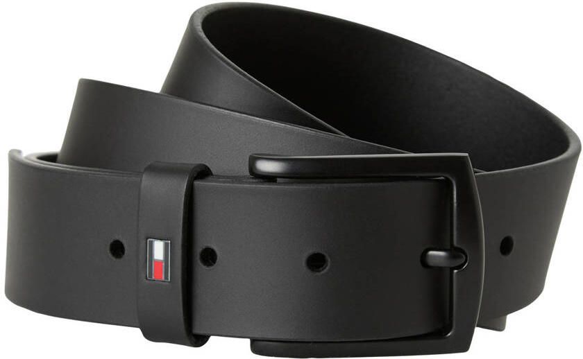 Tommy Hilfiger Leren riem Denton Matte 3 5 cm met matte zwarte gesp
