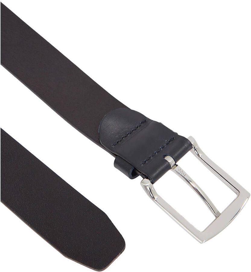 Tommy Hilfiger Leren riem DENTON 3 5 Robuuste leren riem met vlaglabel zilverkleurige gesp verstelbaar