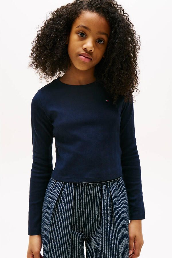 Tommy Hilfiger Shirt met lange mouwen POINTELLE TOP LS voor kinderen tot 16 jaar met logo-print