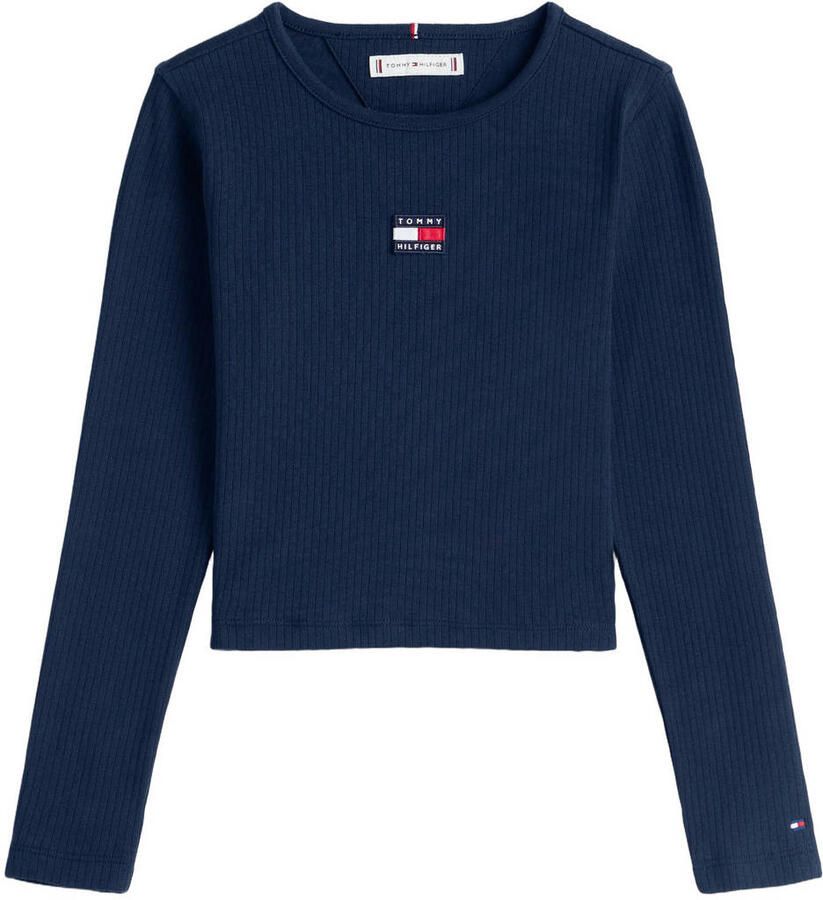 Tommy Hilfiger longsleeve donkerblauw rib gebreid