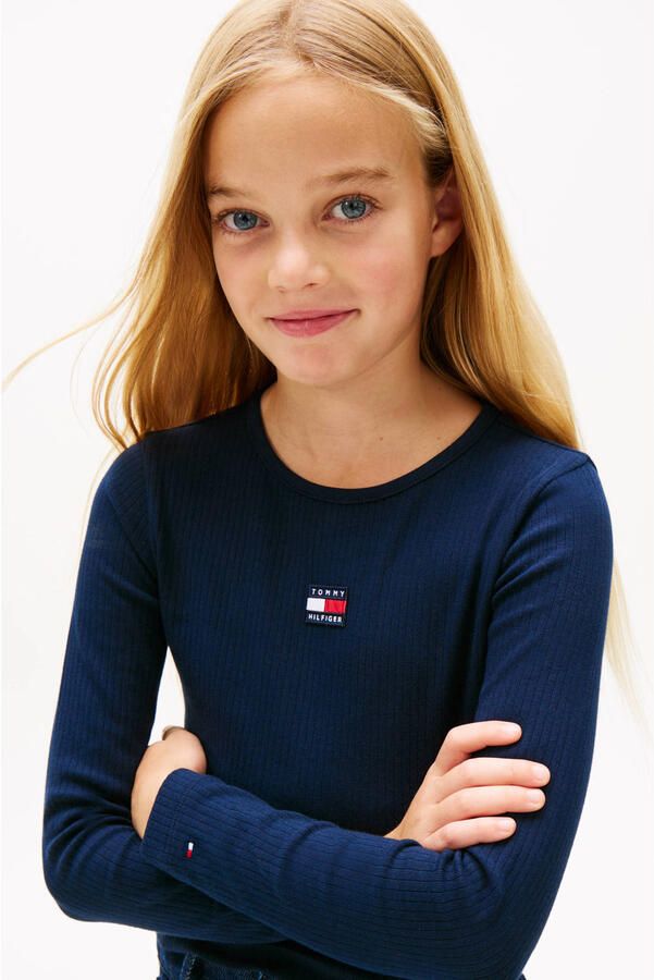 Tommy Hilfiger longsleeve donkerblauw rib gebreid - Foto 2