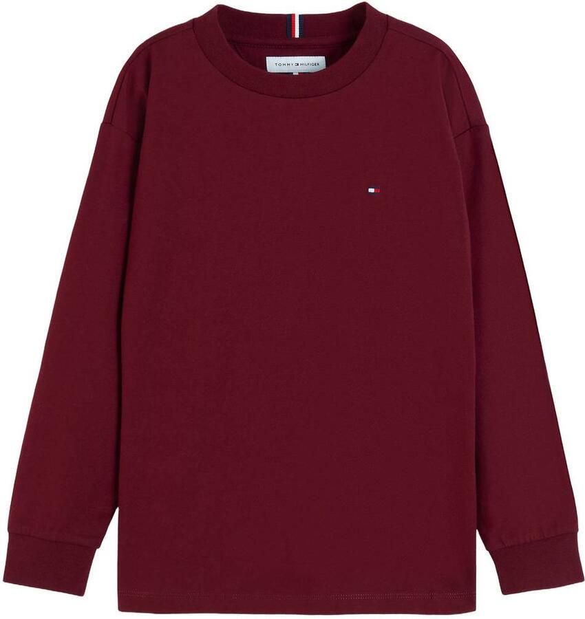 Tommy Hilfiger longsleeve donkerrood Jongens Katoen Ronde hals Effen