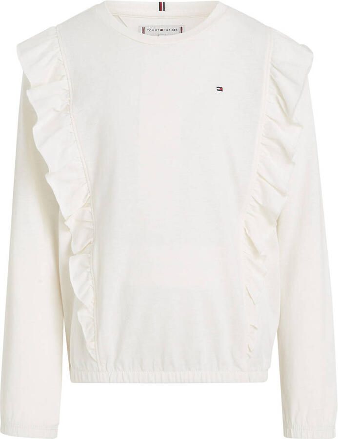 Tommy Hilfiger longsleeve ecru Meisjes Katoen Ronde hals Effen 176