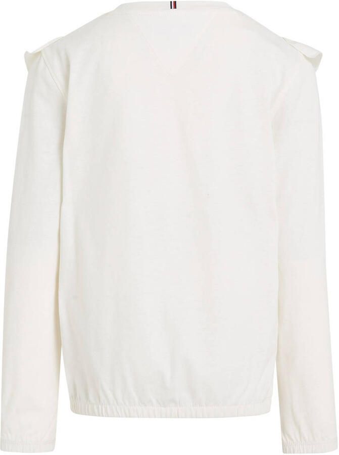 Tommy Hilfiger longsleeve ecru Meisjes Katoen Ronde hals Effen 110 - Foto 2