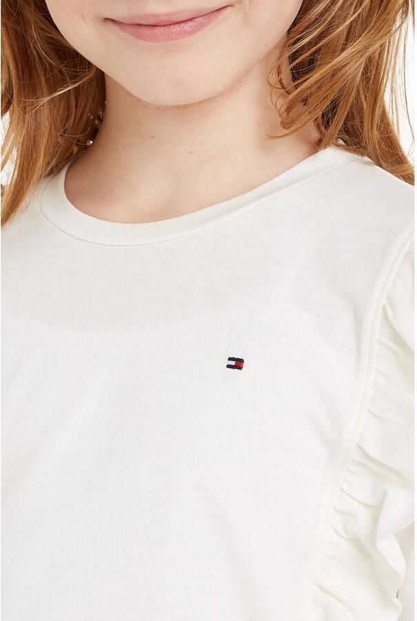 Tommy Hilfiger longsleeve ecru Meisjes Katoen Ronde hals Effen 110 - Foto 3