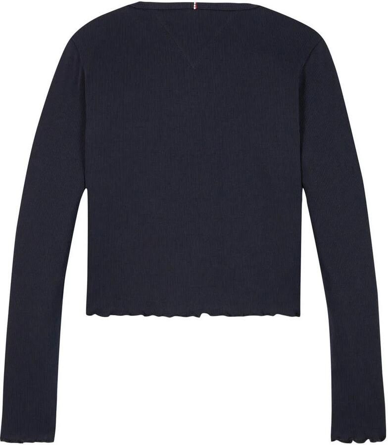 Tommy Hilfiger longsleeve ESSENTIAL RIB donkerblauw Zwart Meisjes Stretchkatoen Ronde hals 110 - Foto 4
