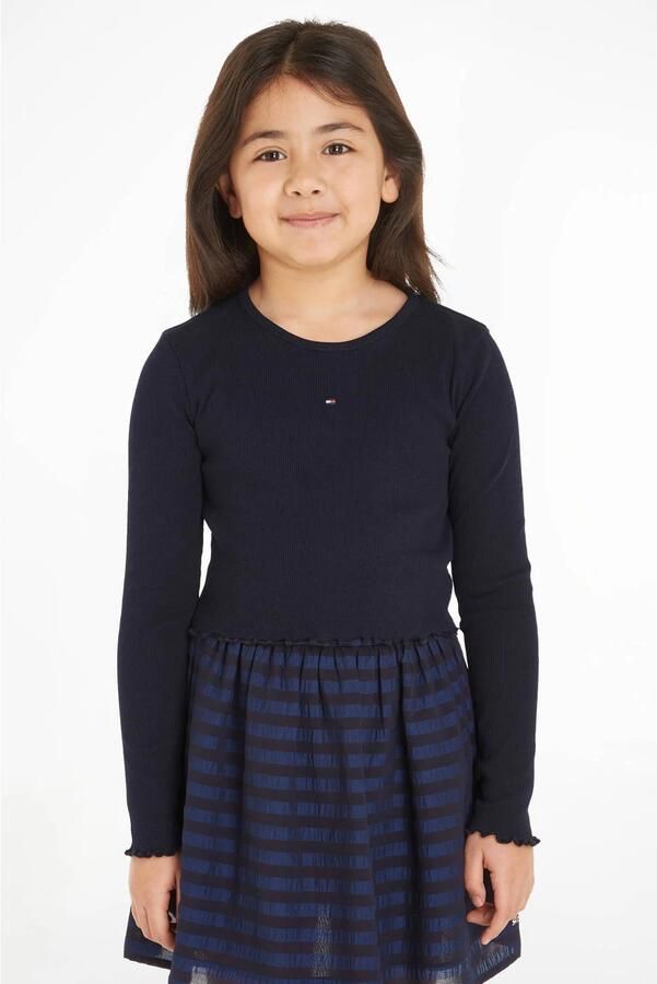 Tommy Hilfiger longsleeve ESSENTIAL RIB donkerblauw Zwart Meisjes Stretchkatoen Ronde hals 110 - Foto 2