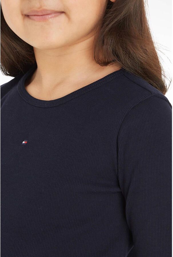 Tommy Hilfiger longsleeve ESSENTIAL RIB donkerblauw Zwart Meisjes Stretchkatoen Ronde hals 110