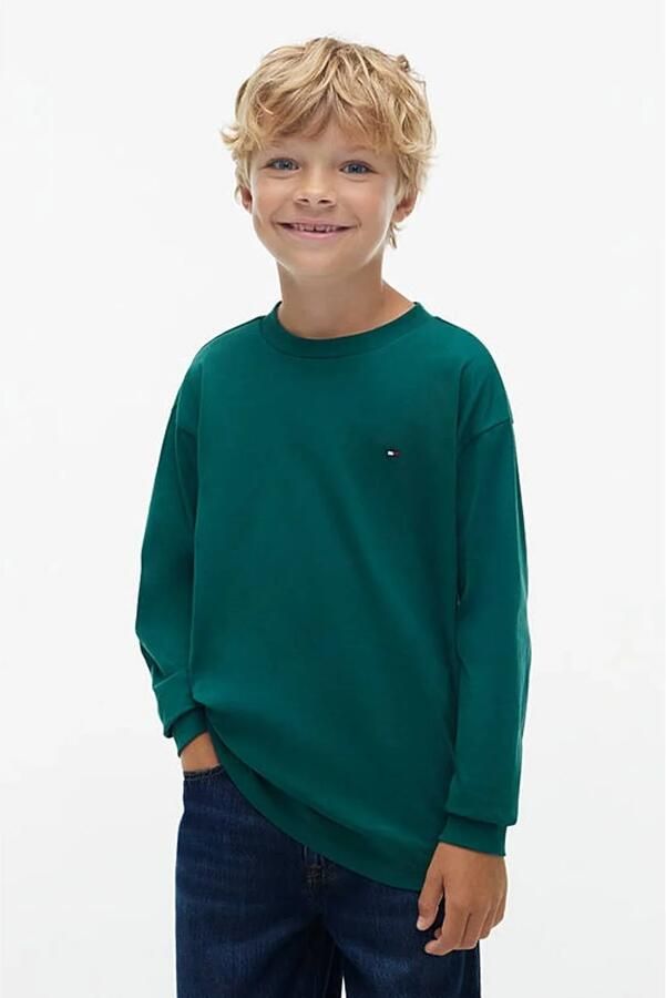 Tommy Hilfiger longsleeve groen Jongens Katoen Ronde hals Effen - Foto 3