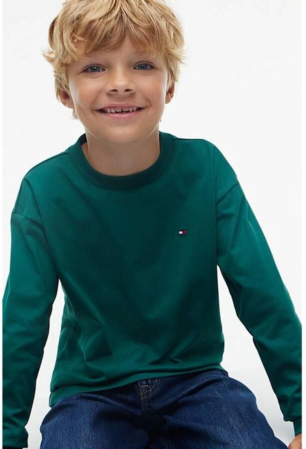 Tommy Hilfiger longsleeve groen Jongens Katoen Ronde hals Effen - Foto 2