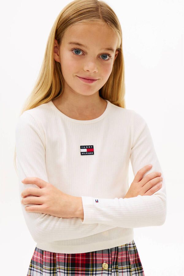 Tommy Hilfiger longsleeve wit rib gebreid - Foto 3