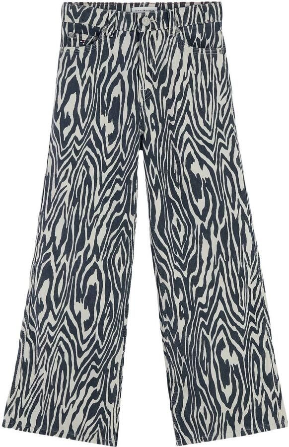 Tommy Hilfiger Mabel wide leg jeans met print donkergrijs offwhite Meisjes Denim