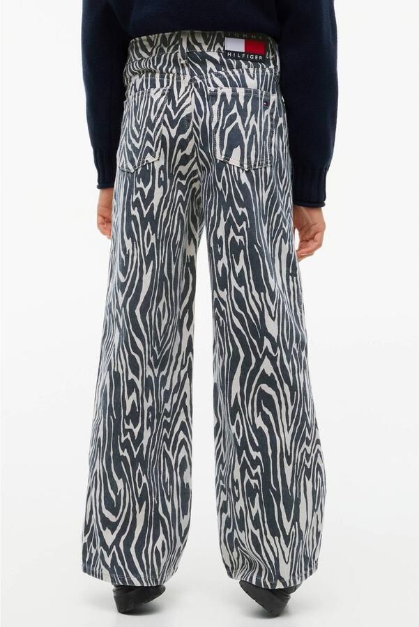 Tommy Hilfiger Mabel wide leg jeans met print donkergrijs offwhite Meisjes Denim - Foto 3