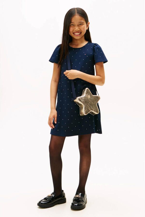 Tommy Hilfiger mini jurk met stippen donkerblauw - Foto 2