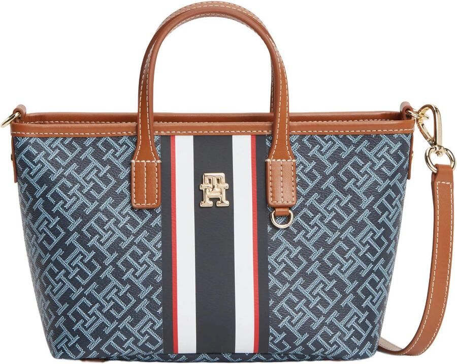 Tommy Hilfiger mini shopper TH Monoplay met logoprint donkerblauw