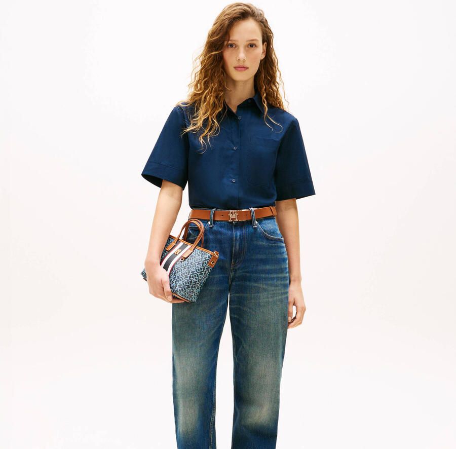 Tommy Hilfiger mini shopper TH Monoplay met logoprint donkerblauw - Foto 3