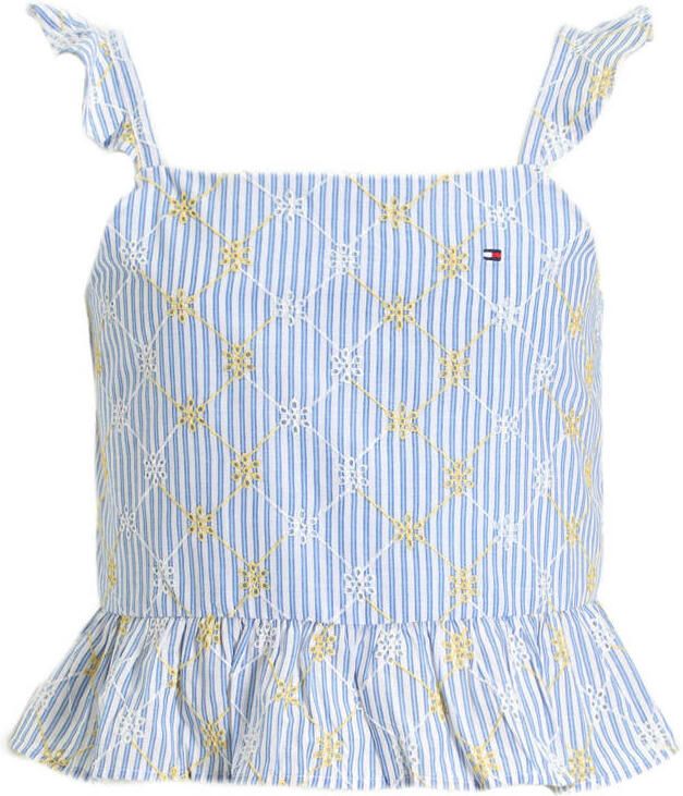 Tommy Hilfiger mouwloze top blauw broderie