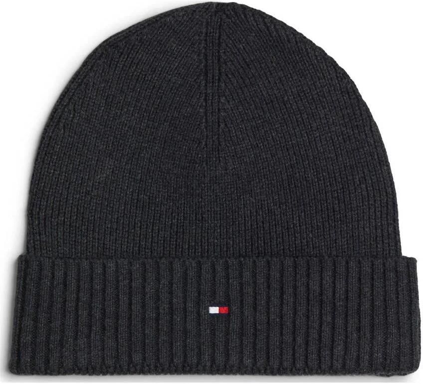 Tommy Hilfiger Gebreide muts TH FLAG PIMA COTTON BEANIE met logoborduurwerk met kasjmier aandeel Unisex
