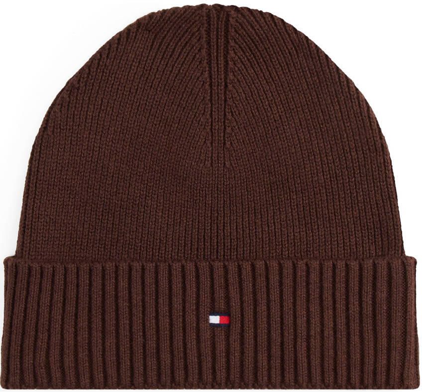 Tommy Hilfiger Gebreide muts TH FLAG PIMA COTTON BEANIE met logoborduurwerk met kasjmier aandeel Unisex