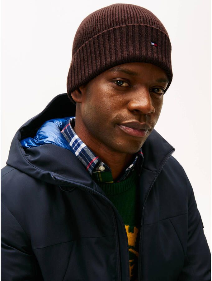 Tommy Hilfiger Gebreide muts TH FLAG PIMA COTTON BEANIE met logoborduurwerk met kasjmier aandeel Unisex - Foto 2